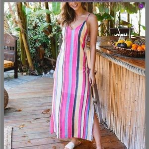 🌺 Sheer Overlay Striped Maxi Dress 🌺